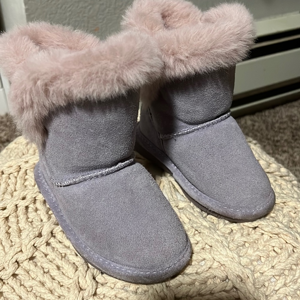 Toddler boots with pink and purple, if you pay shipping you can get them free!